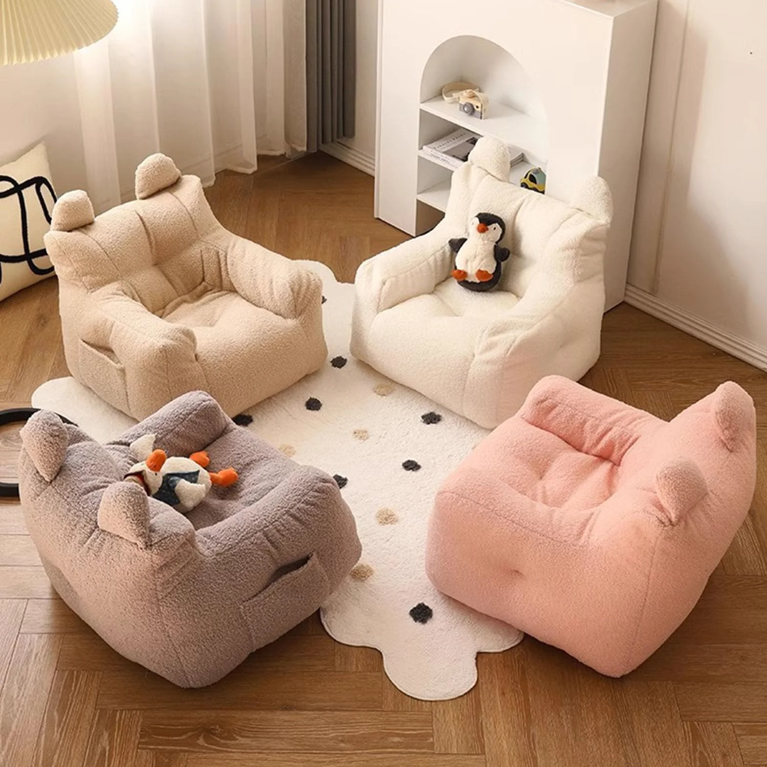 Fauteuil Enfant Canapé Mouton Très Confortable | Chaise Salle de Jeux Sécurisé e avec Rembourrage | Pouf Intérieur/Extérieur Durable | et Lavable | pour Enfants 1-7 Ans (Brown)