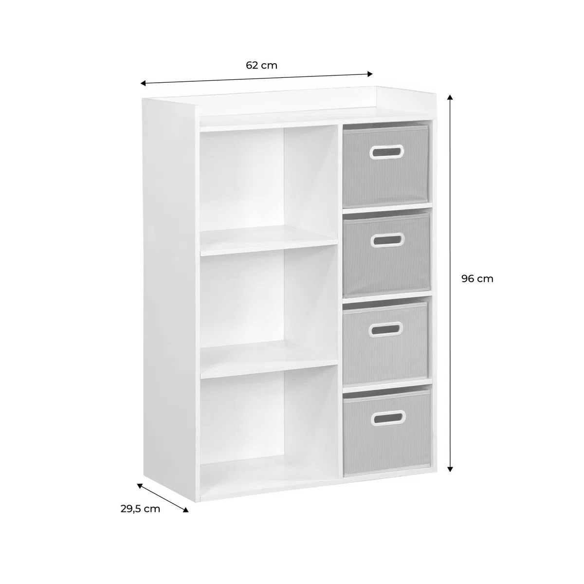 sweeek - Meuble de Rangement pour Enfant avec 7 Compartiments et 2 paniers Roses et 2 paniers Gris en Velours