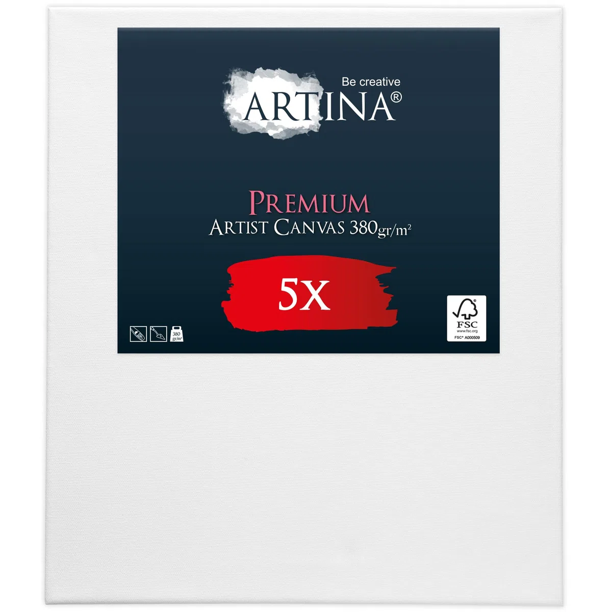Artina Lot de 5 Premium Toile Peinture 40x60 cm – Canvas Châssis Bois Stable 380 g/m² 100% Coton – Toile Blanche Vierge Peinte au préalable – Tableau a Peindre