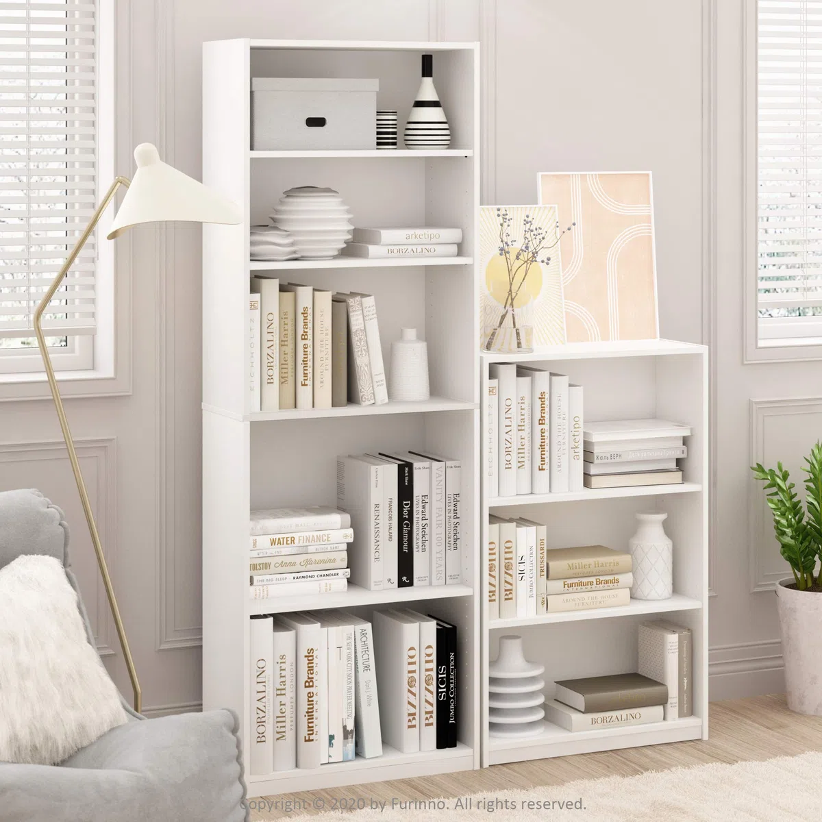 Furinno Bibliothèques, Bois, Blanc, Taille Unique, dense, One Size, 3 niveaux