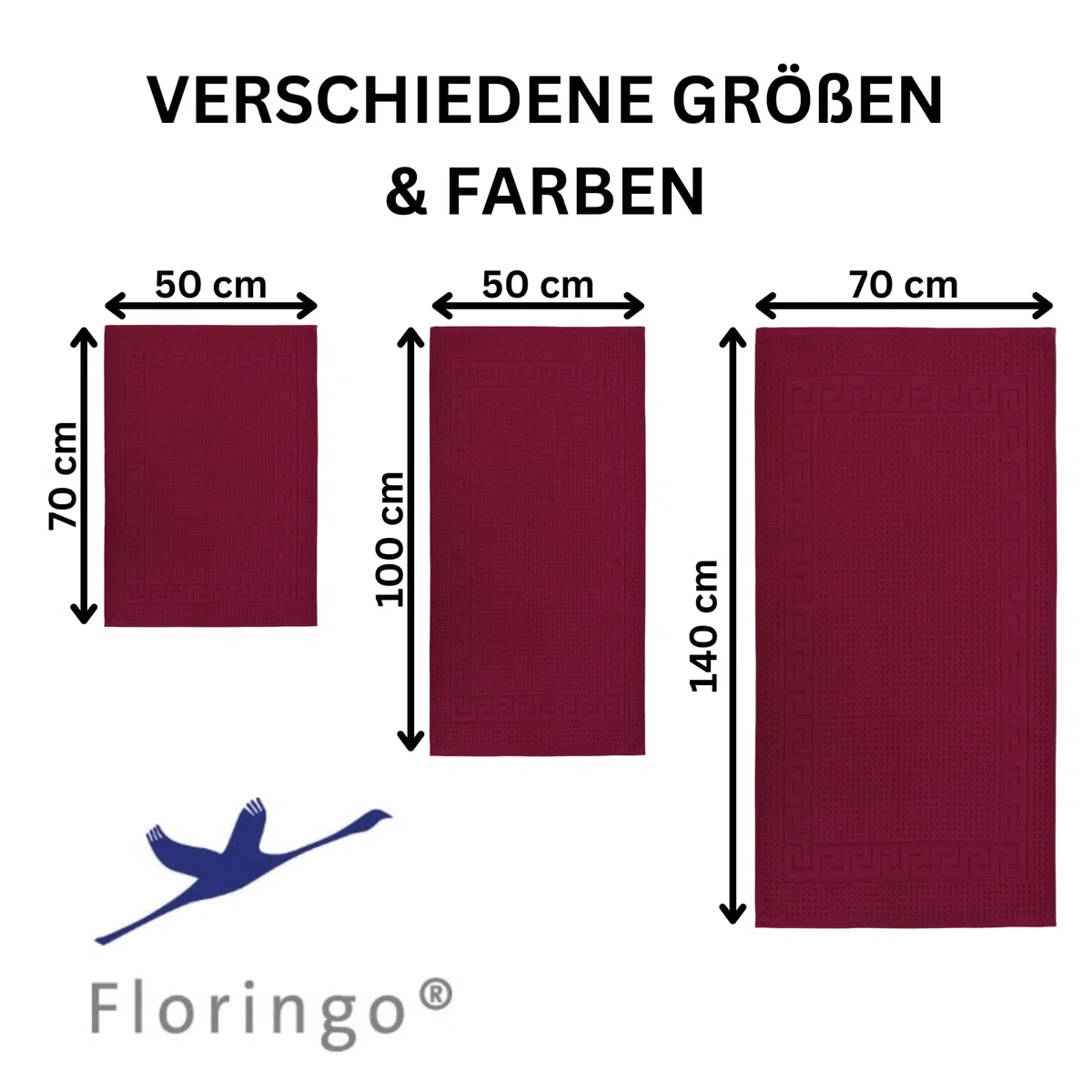 Tapis de bain 70 x 140 cm Exclusiv 1100 g/m² Floringo bordeaux