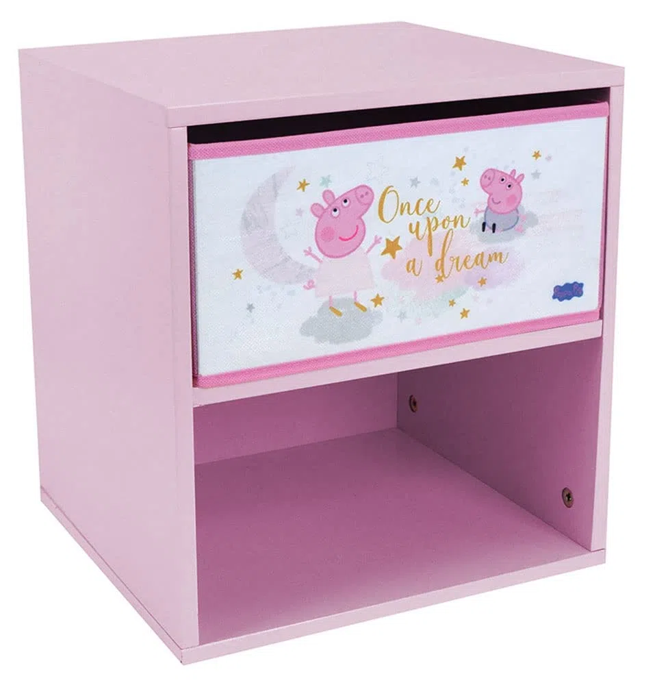 Fun House | Table de Chevet ou de Nuit Peppa Pig avec tiroir | H.36 X L. 33 X P. 30 CM | Mobilier Chambre Enfant | Facile à Monter | Livré avec Notice de Montage | Idée Cadeau Noël Anniversaire
