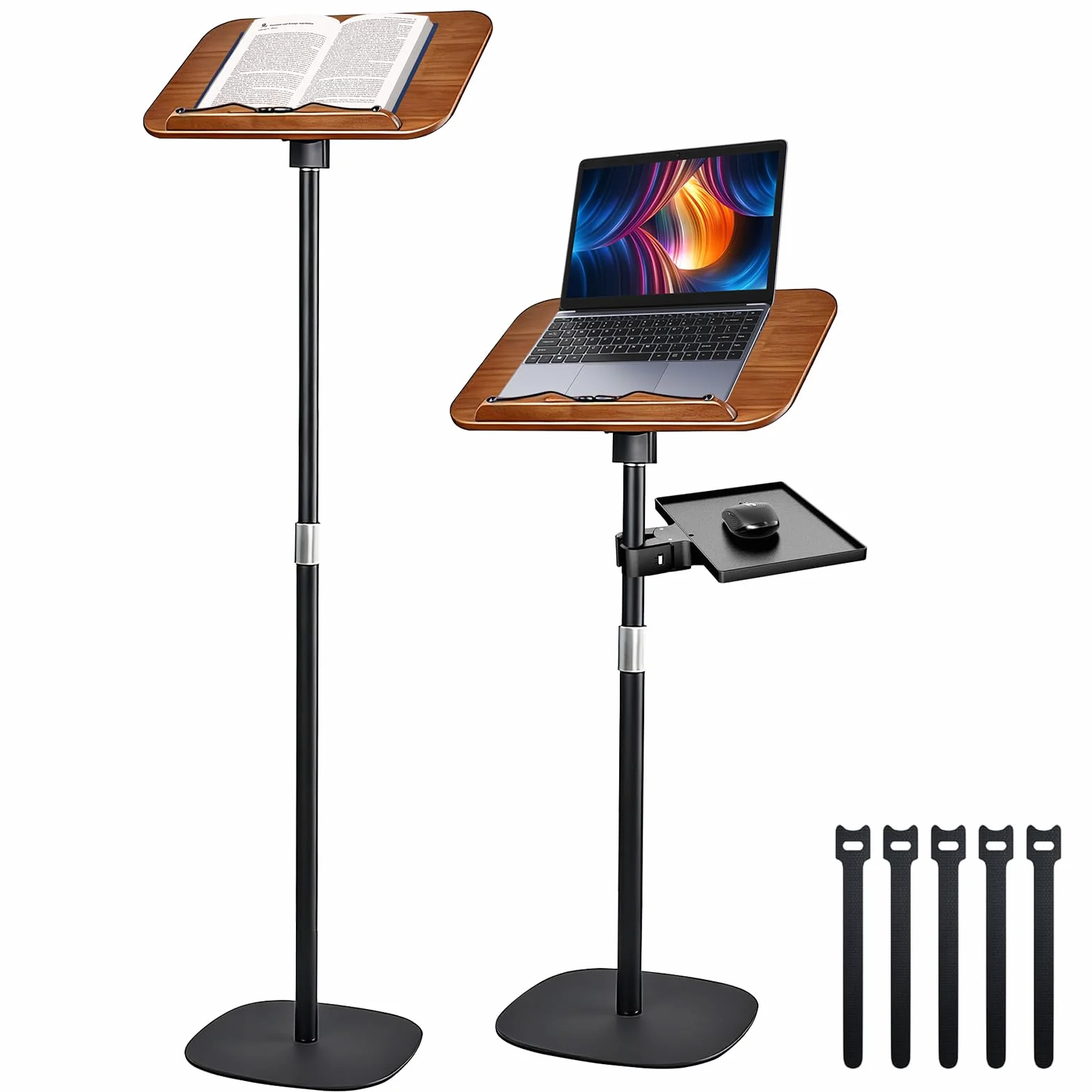 Support de sol pour livres, livres de cuisine, pupitres en bois avec plateau pour souris | Support de lecture au sol réglable en hauteur (50-170 cm) pour salle de classe