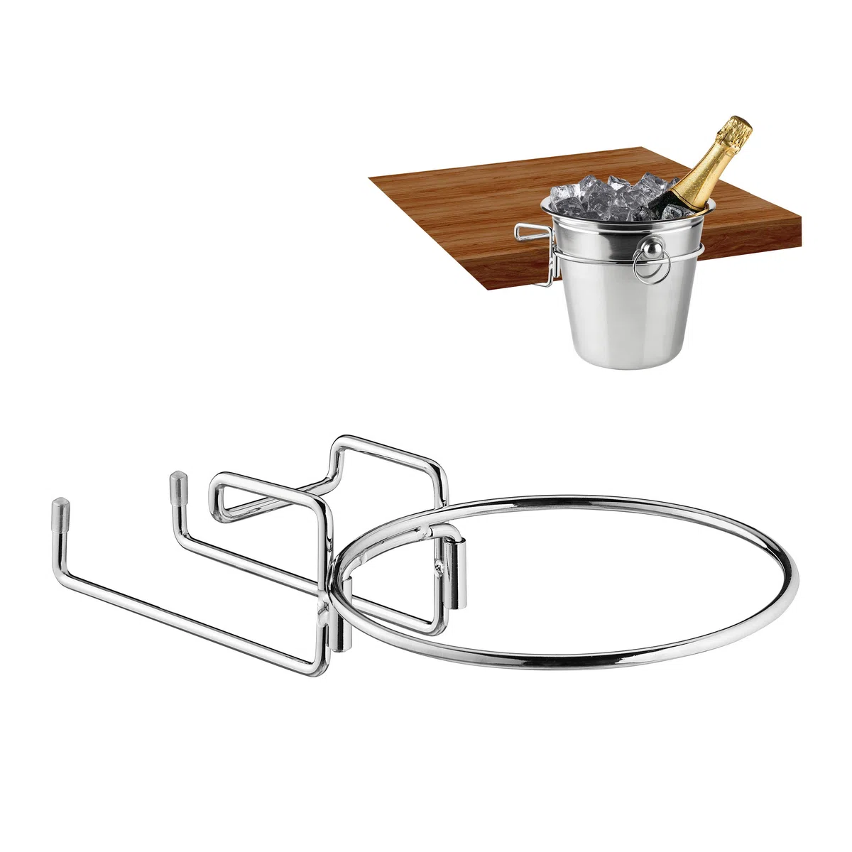 Lot de 4 supports pour refroidisseur à champagne, support de table pour refroidisseur à vin de 18 cm de diamètre, support pour seau à champagne en fer, peu encombrant, argenté
