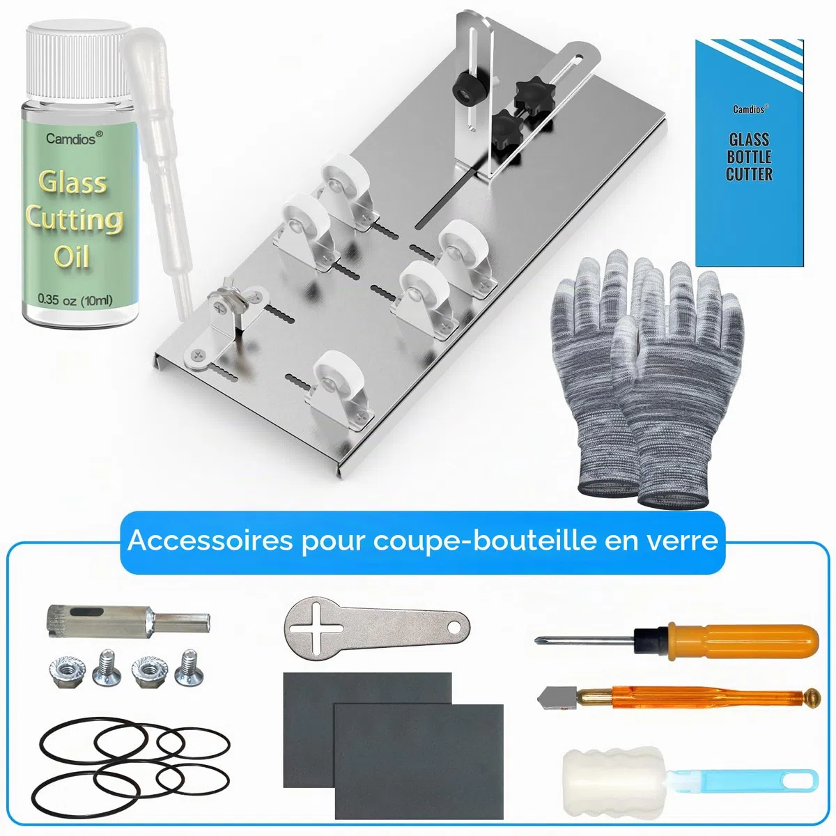 Coupe-bouteille en verre avec huile
