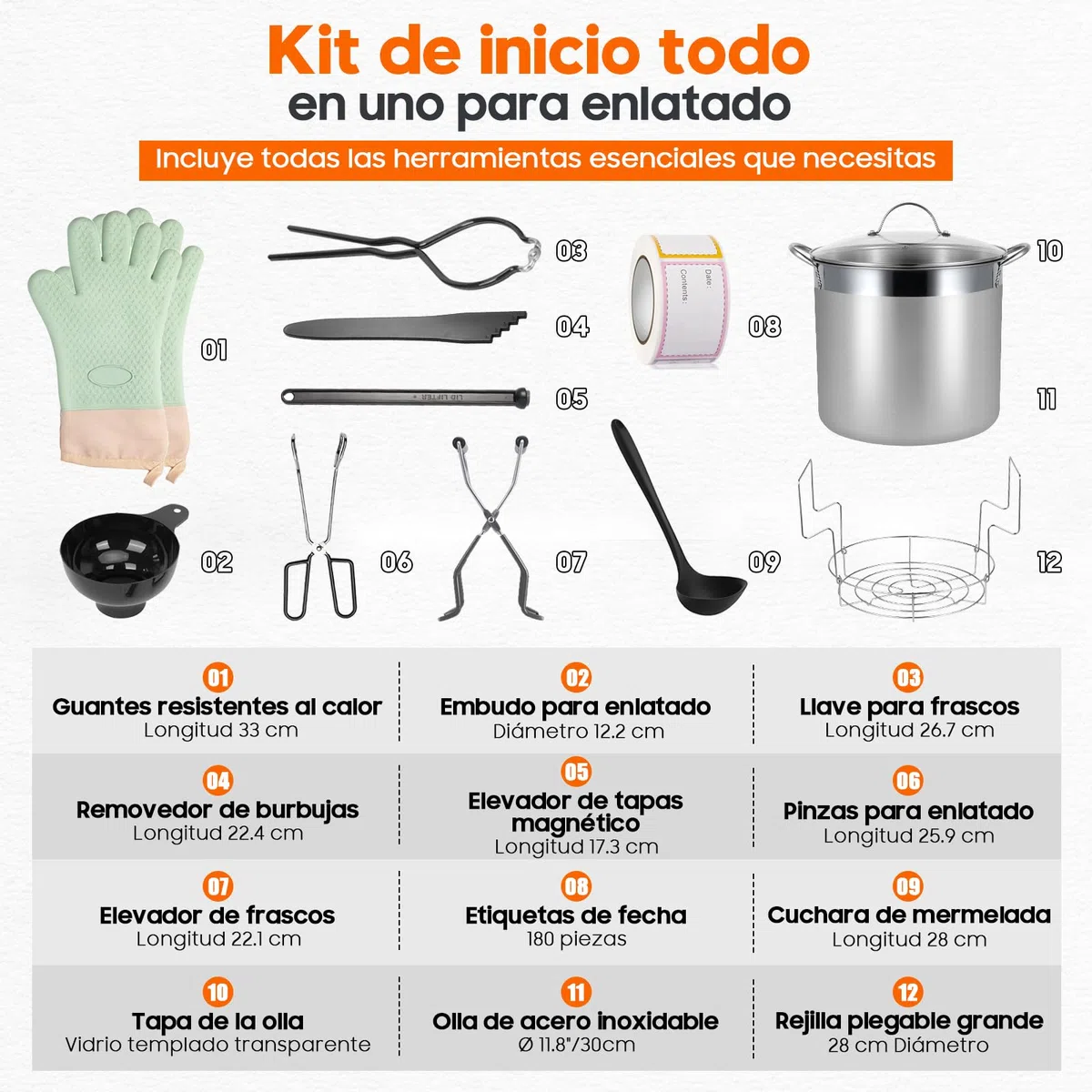 Marmite à Conserves en Acier Inoxydable avec Grille et Couvercle – Grand Stérilisateur pour Bocaux – Kit Complet pour Débuter les Conserves Maison (Noir, 19 L)