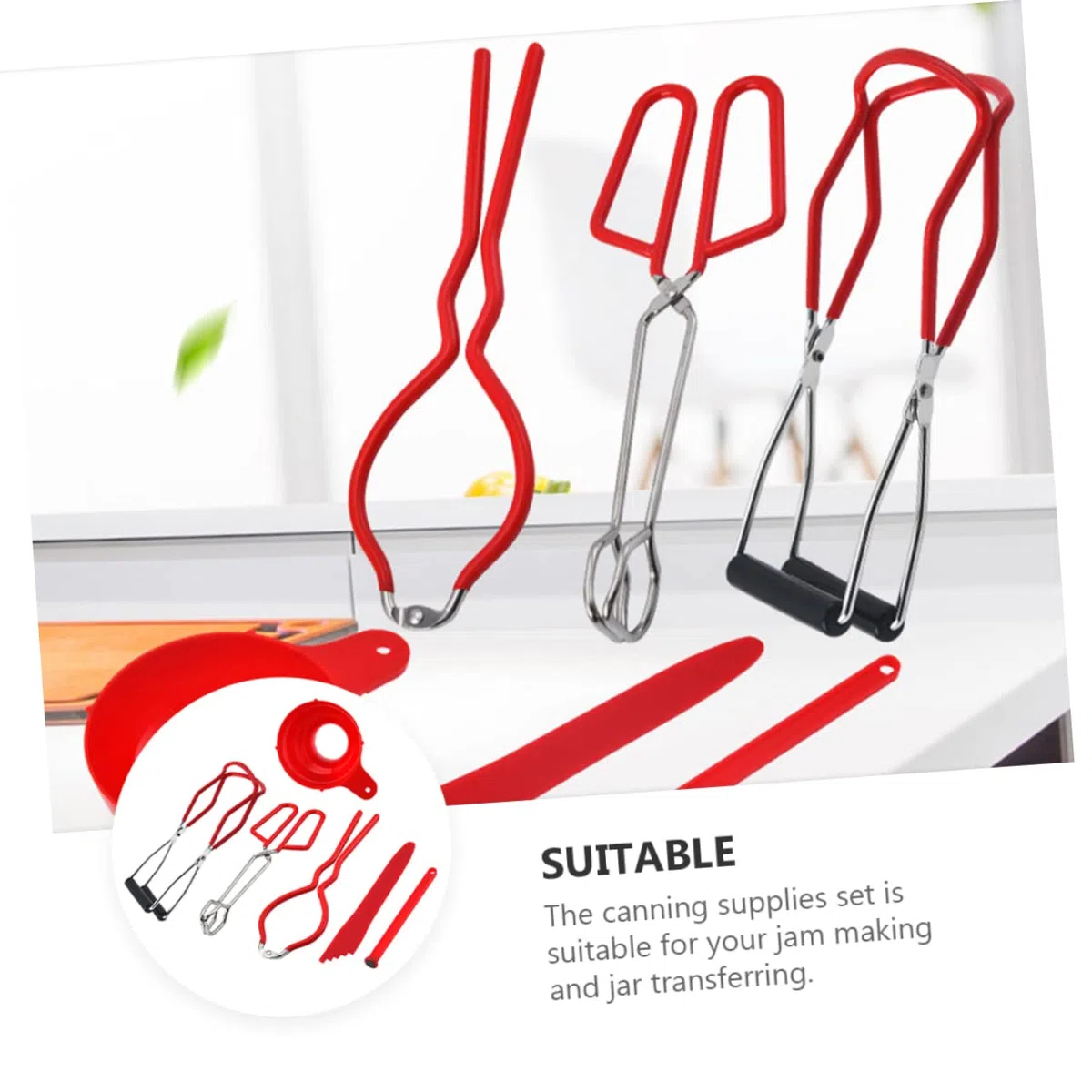 Cabilock 1 Jeu pinces à conserves outils confiture pouvez ouvre-bouteille nécessité pot Acier inoxydable rouge