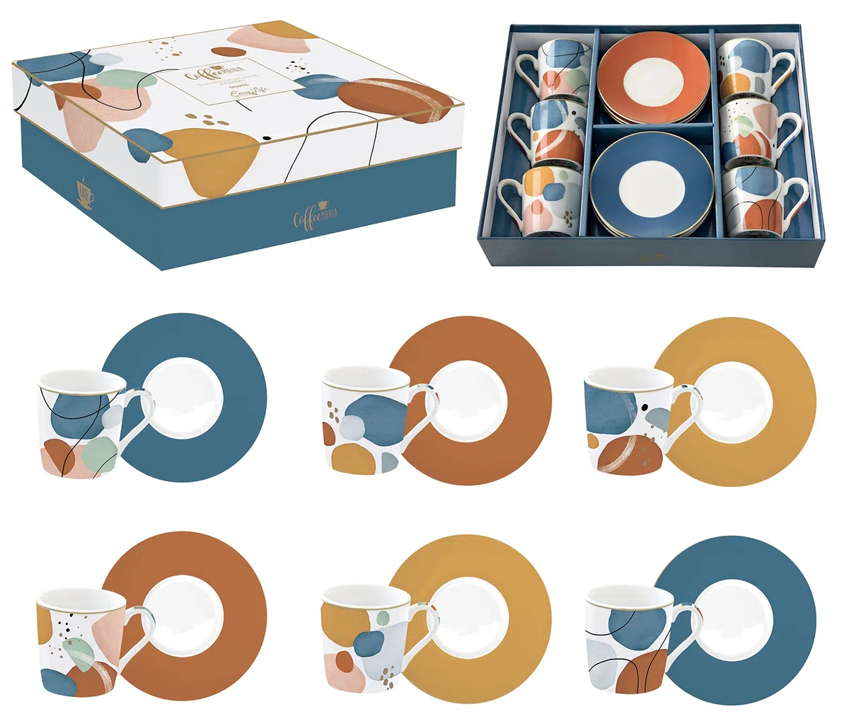 COFFRET 6 TASSES A CAFE 10CL EN PORCELAINE SHAPES
