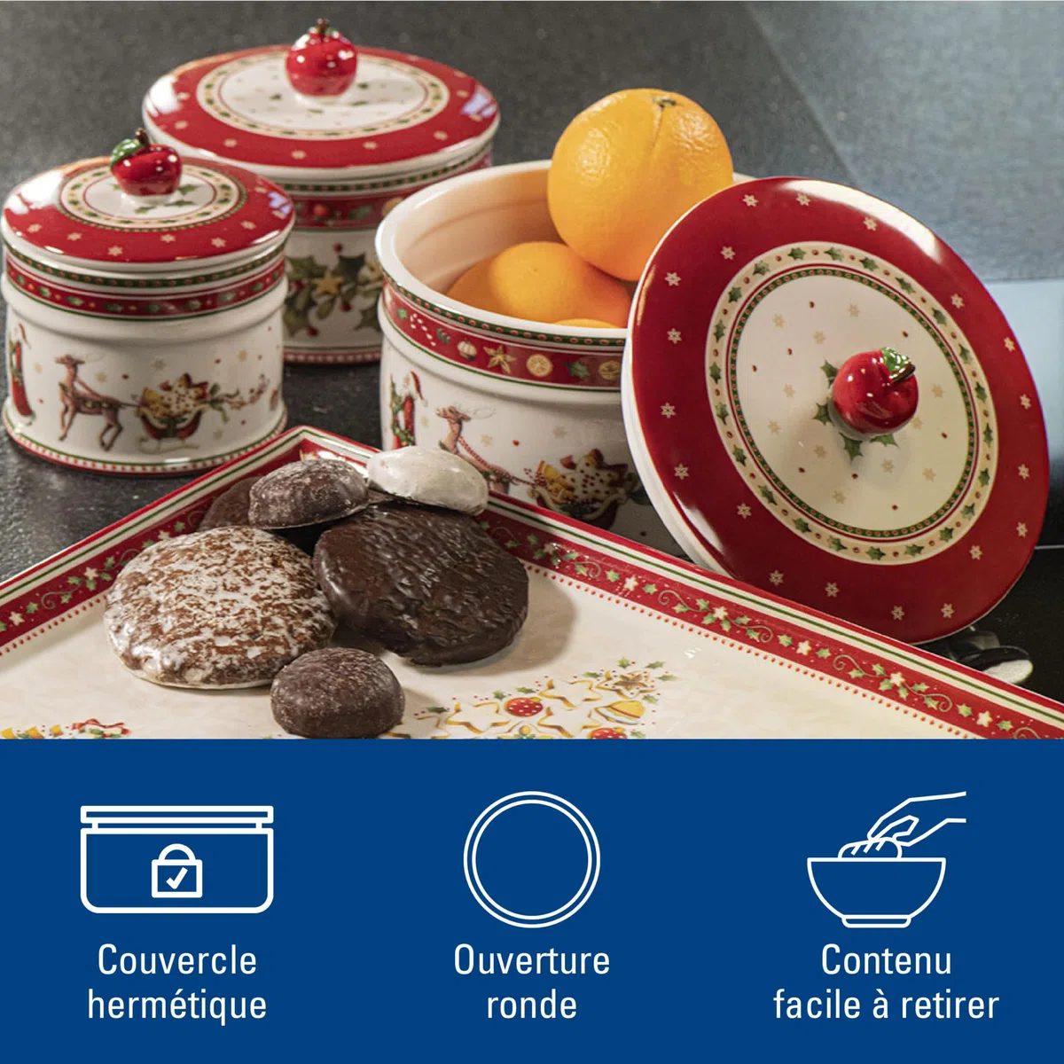 Villeroy & Boch – Winter Bakery Delight, Grande Boîte De Conservation Pour Des Pâtisseries Et Des Biscuits, Porcelaine Premium, Multicolore