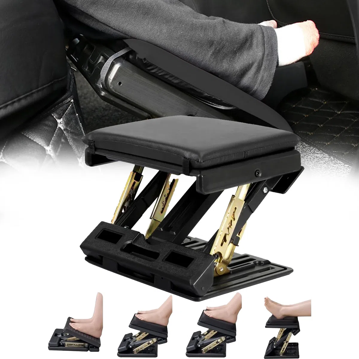 Repose-Pieds De Bureau, Repose Pieds RéGlable Repose-Pieds Ergonomique Repose Pieds De Bureau Amovible Avec Massage Et Coussin De SièGe Doux Pour Voiture Bureau Maison Voyage (Noir)