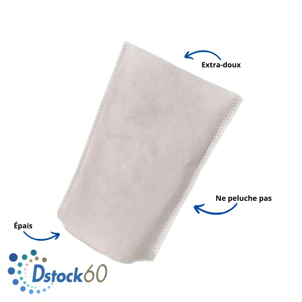 DSTOCK60 - LOT DE 1000 GANTS DE TOILETTE JETABLES À USAGE UNIQUE - MOLLETONNÉS NON TISSÉS - 80 GR - SOUDÉS
