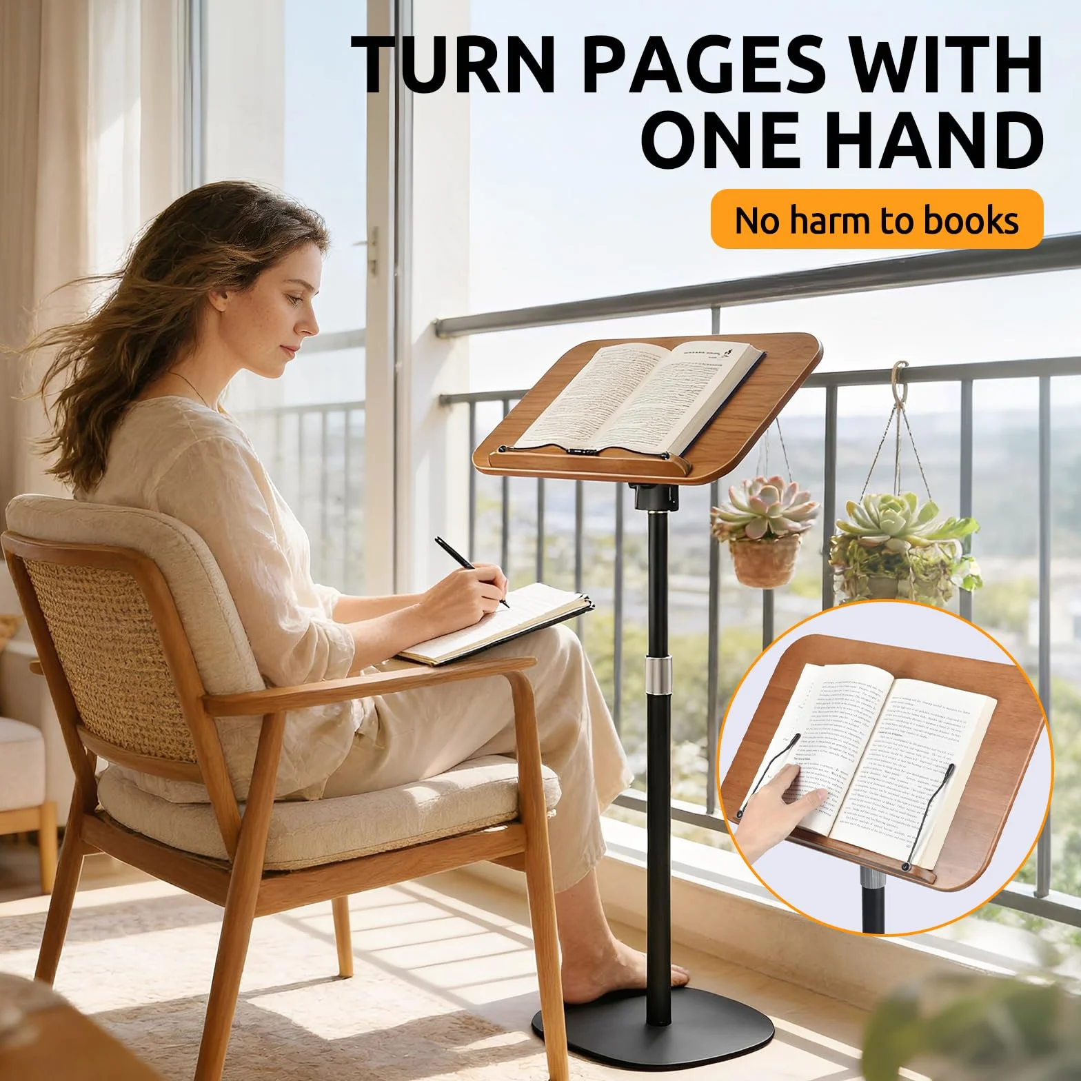 Support de sol pour livres, livres de cuisine, pupitres en bois avec plateau pour souris | Support de lecture au sol réglable en hauteur (50-170 cm) pour salle de classe