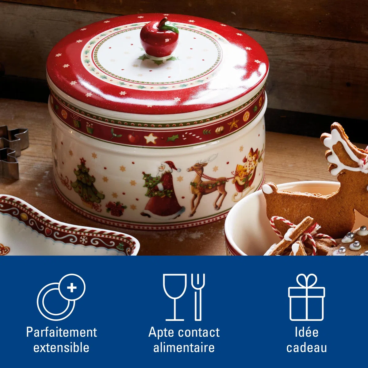 Villeroy & Boch – Winter Bakery Delight, Grande Boîte De Conservation Pour Des Pâtisseries Et Des Biscuits, Porcelaine Premium, Multicolore