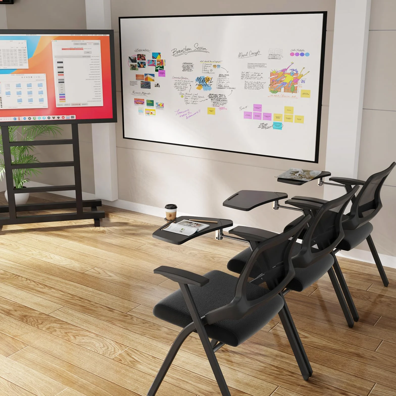 chaises Pliantes,Chaise Portable et Pliable avec écritoire, Cadre en métal, avec Dossier, Chaise de Table pour Salon, Bureau, Salle à Manger, Noir (Lot de 1)