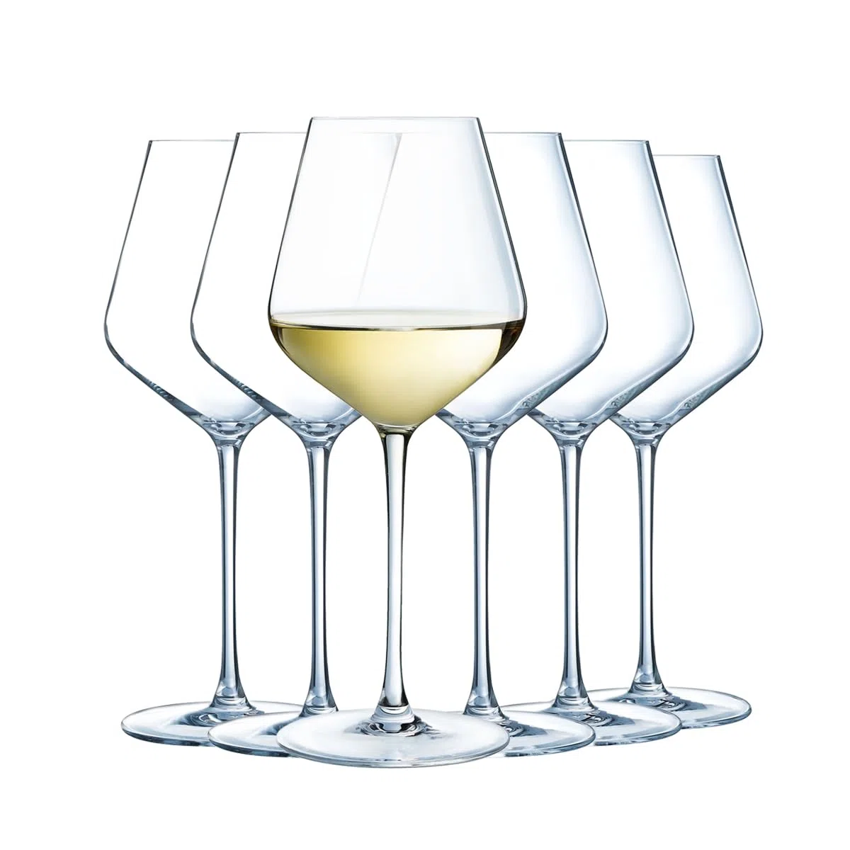Cristal d'Arques Paris - Collection Ultime - 6 Verres à pied 38 cl en Cristallin - Brillance et Haute Résistance - Fabriqués en France - Emballage renforcé, adapté à la vente en ligne