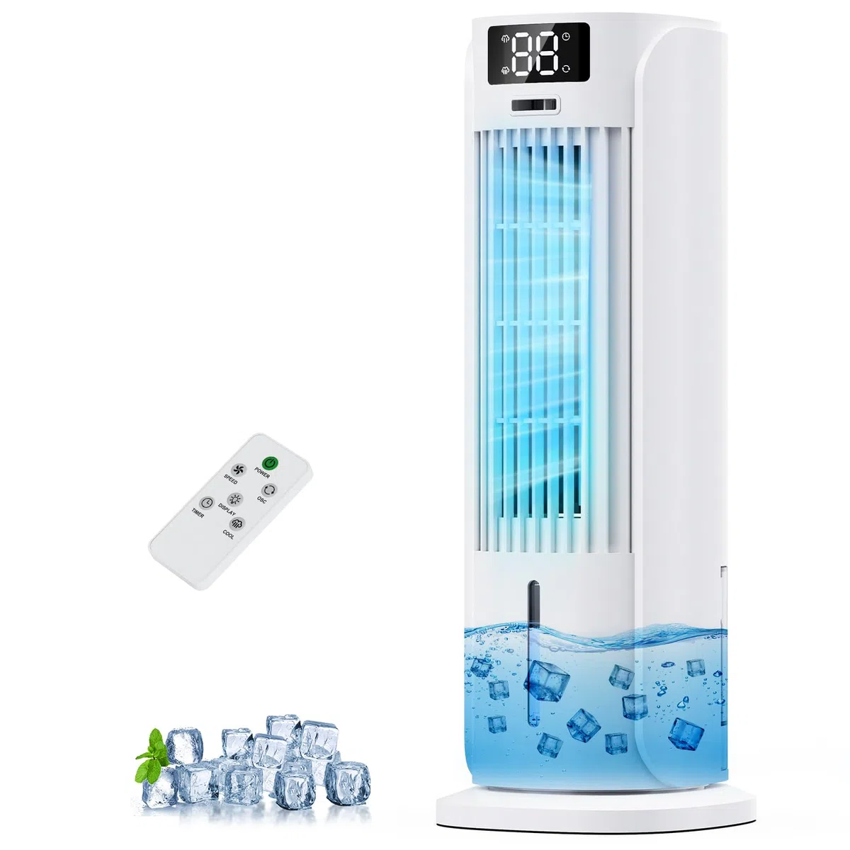 Climatisation Portable 4 en 1 - Rafraîchisseur d'Air avec 6 Vitesses 2 Modes, Silencieux, Faible Conso, Télécommande, Climatiseur Portable pour Chambre Bureau Cuisine