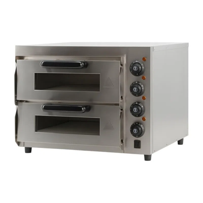 Four à Pizza Électrique Double Compact 2 x Ø40 cm - 3000W - Pierre Réfractaire - Température 350°C