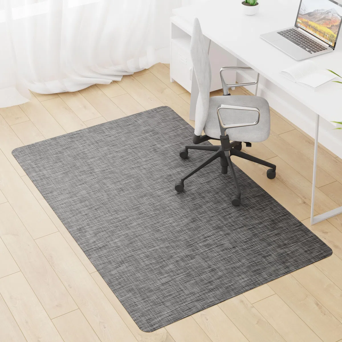 Tapis Chaise de Bureau, 91x122cm Grand Tapis Protection pour Sols Durs en PVC Antidérapant Renforcé, pour Bureau à Domicile ou Professionnel - Gris Foncé