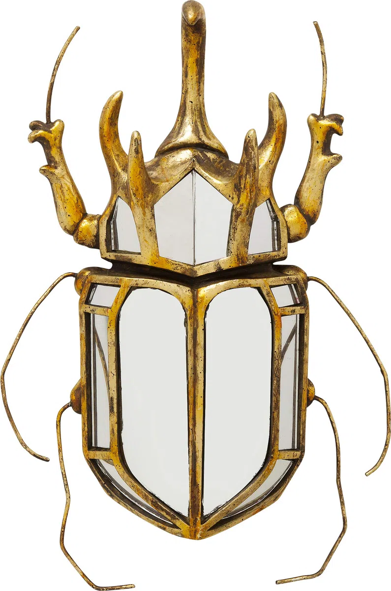 Kare Design Décoration Murale Beetle Miroir, Verre, Or, Miroir doré, Coccinelle, Insecte, Deco Intérieur, Décoration Murale Pour Salon, Chambre, Couloir, Bureau, 25x39x6 cm (H/L/P)