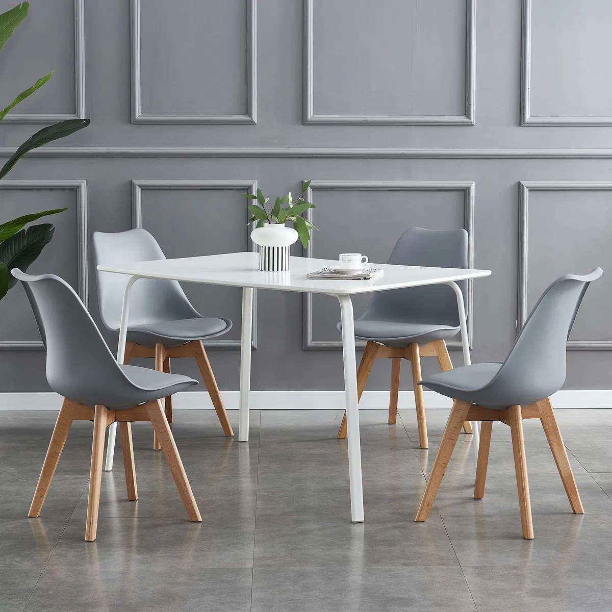 mcc direct Lot de 2 chaises de Salle à Manger, de Cuisine, de Bureau, Chaise Coque Design, Eva, Gris