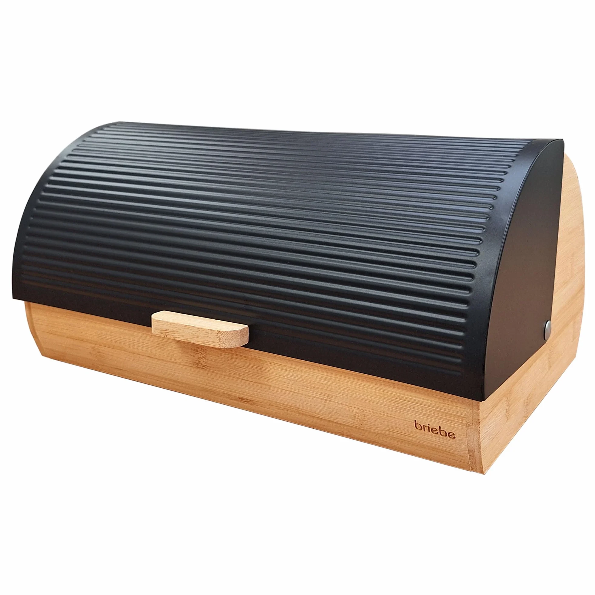 briebe Nordic Boîte à Pain en Bois de Bambou, Couvercle Coulissant pour Conserver le Painen, Bread Box pour le Rangement des Viennoiseries, Design Nordique Moderne, Noir