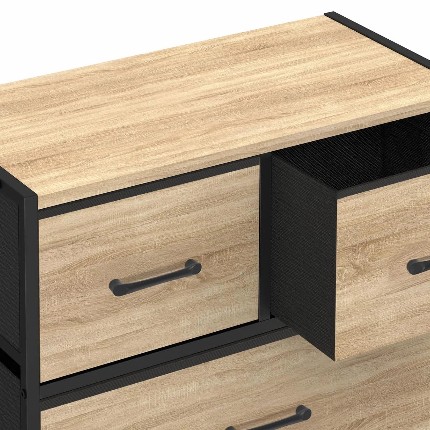 IDMarket - Chiffonnier 5 tiroirs en Tissu Utah 60 cm Commode semainier Design Industriel