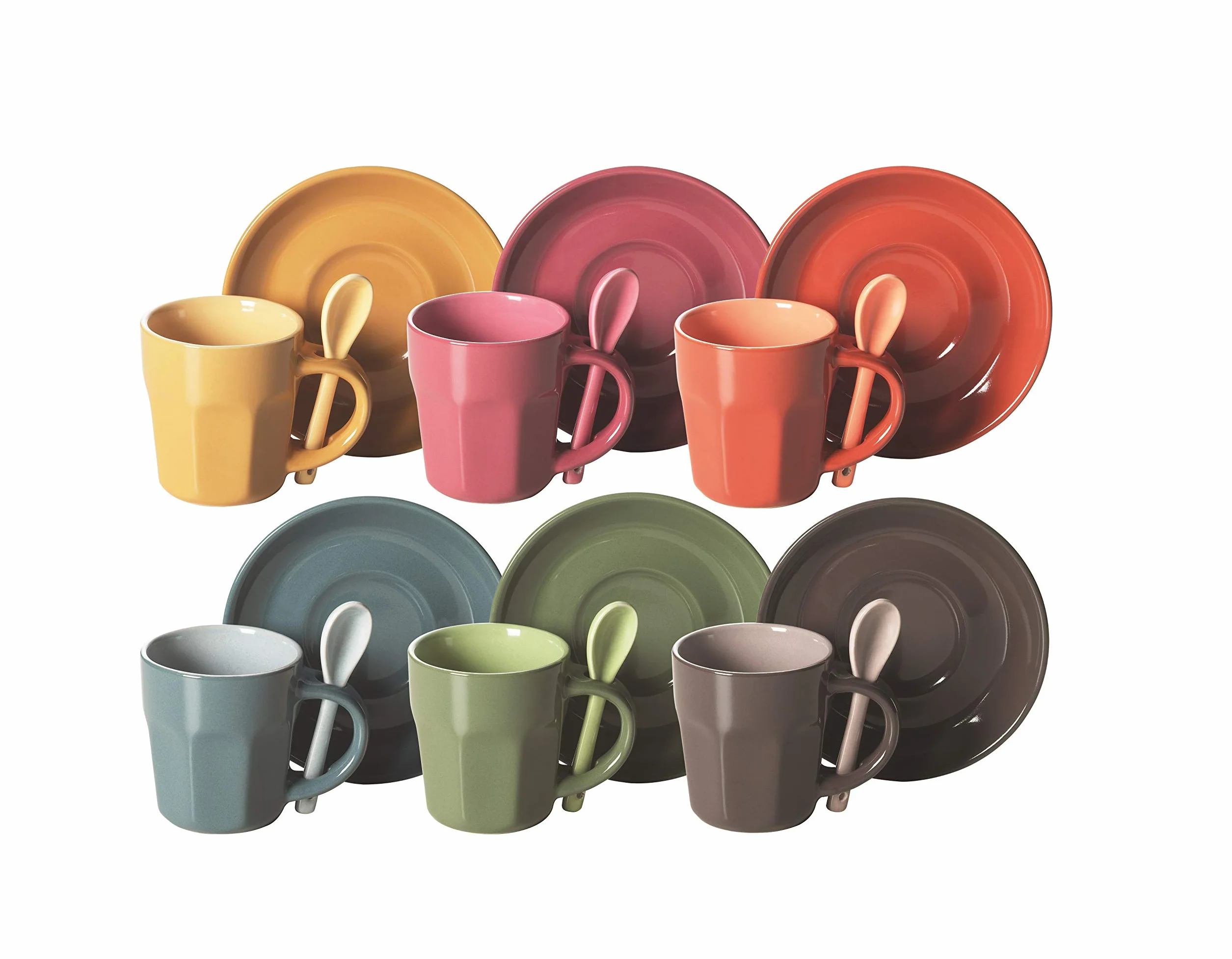 Excelsa Abbraccio Lot de 6 Tasses à café, céramique, Multicolore, 5,5 x 5,5 x 6,5 cm, 1,47 kg