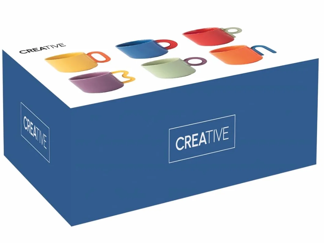 COFFRET 6 TASSES A CAFE 10 CL EN PORCELAINE CREATIVE COLOREE