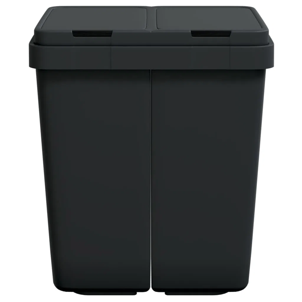 vidaXL Poubelle double anthracite 2x25 L, poubelle de cuisine double, bac de recyclage double, poubelle à deux compartiments