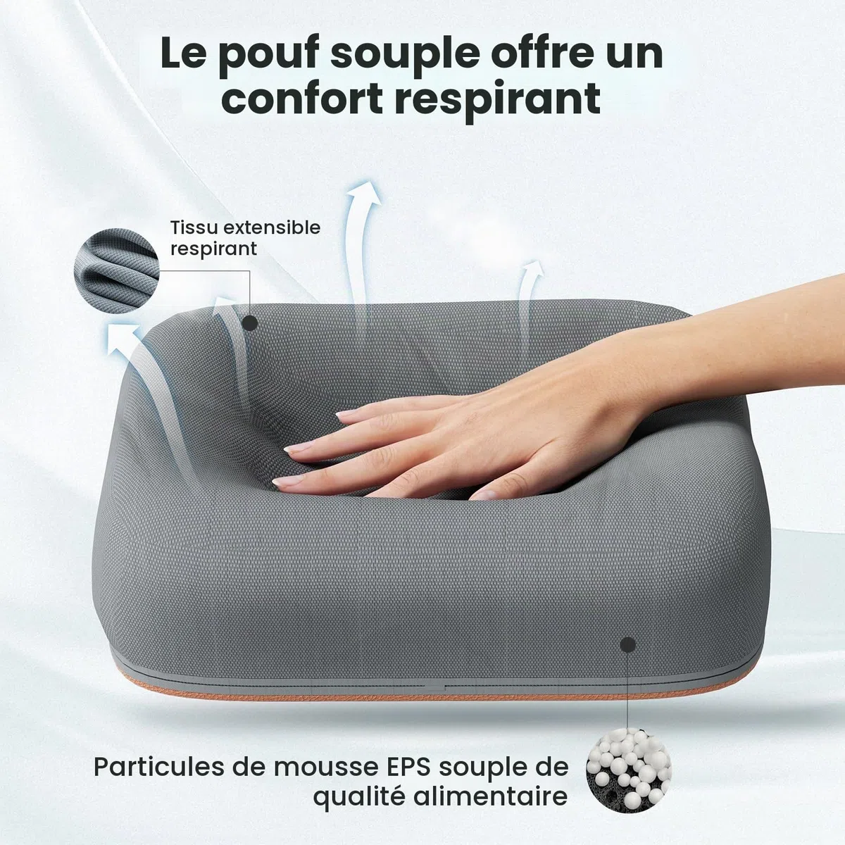 Tounee Support de lecture - Coussin beanbag ultra doux pour livres/tablettes - Lecture sans main lit/canapé - Réduit tension cervicale - Idéal lecteurs & tablettes - Gris