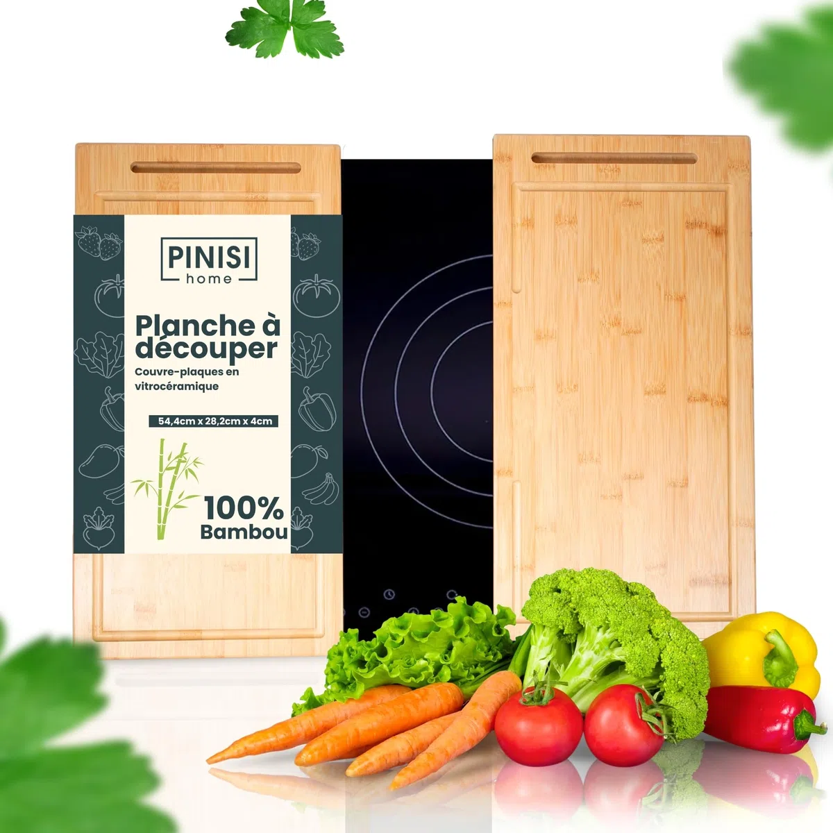 Protection Plaque Induction 100% Bambou Antidérapant - Protege Plaque Induction - Protection Plaque de Cuisson - Protege Plaque de Cuisson