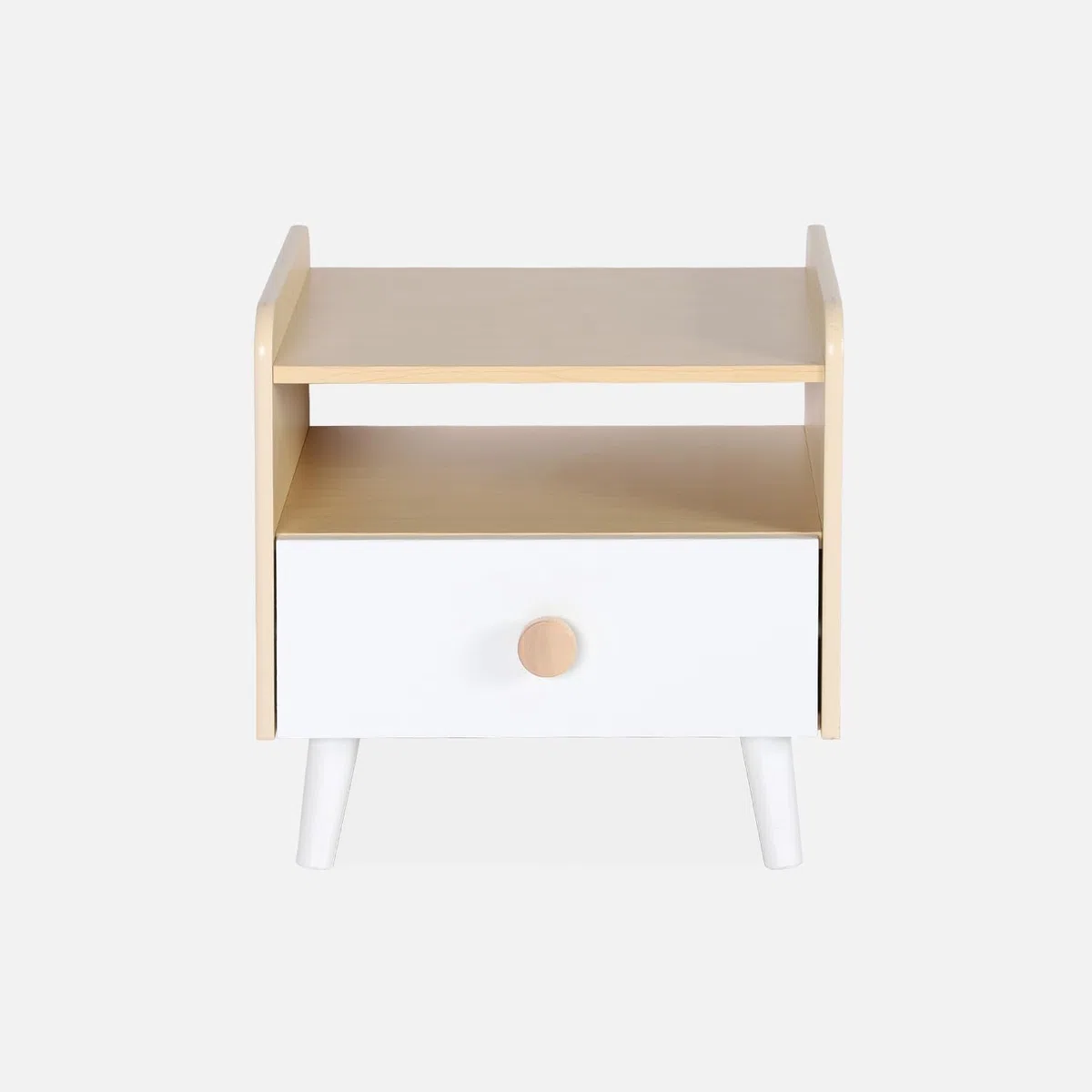 sweeek - Table de Chevet Enfant Effet Bois. Blanc. 1 tiroir