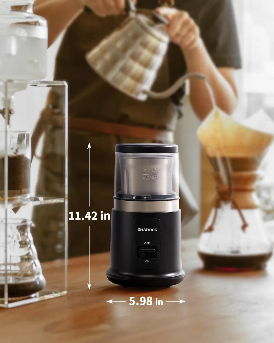 SHARDOR - Moulin à café électrique One Touch avec épices, herbes pour grains de café, épices et graines avec 1 bol amovible en acier inoxydable, broyeur sec, noir