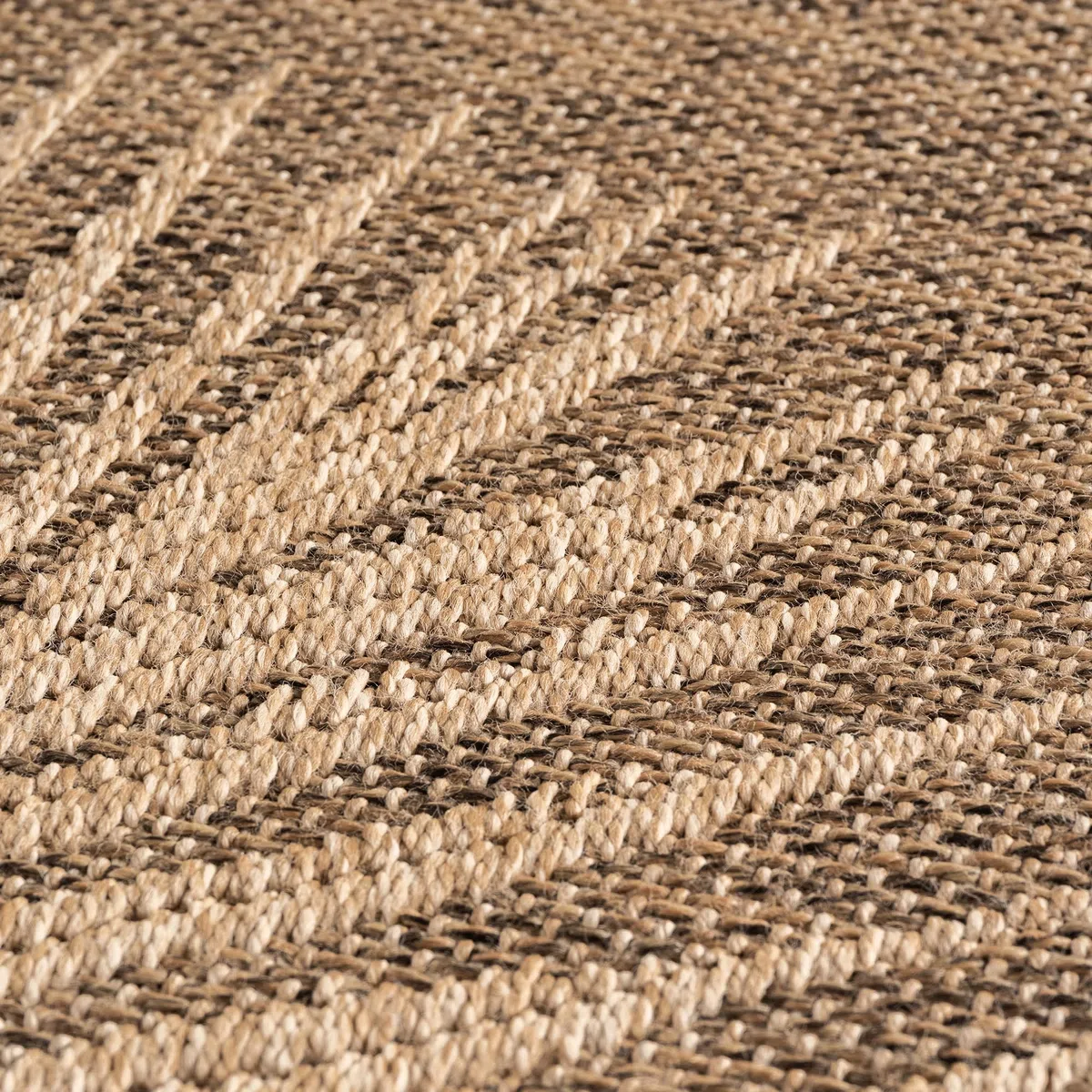 SIMPEX Tapis Extérieur Rond 160 cm Résistant aux Intempéries Facile d'entretien Aspect Jute Naturel Design Palmiers pour Terrasse Jardin Salon Salle à Manger