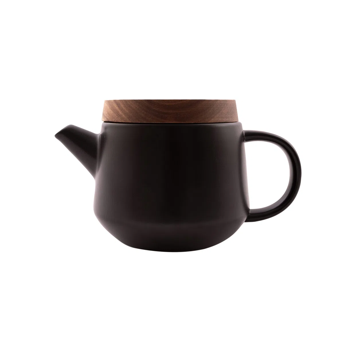 Point-Virgule Théière avec infuseur à thé en INOX, Service a The avec Couvercle, sous-Verre en Acacia, Noir, 600ml