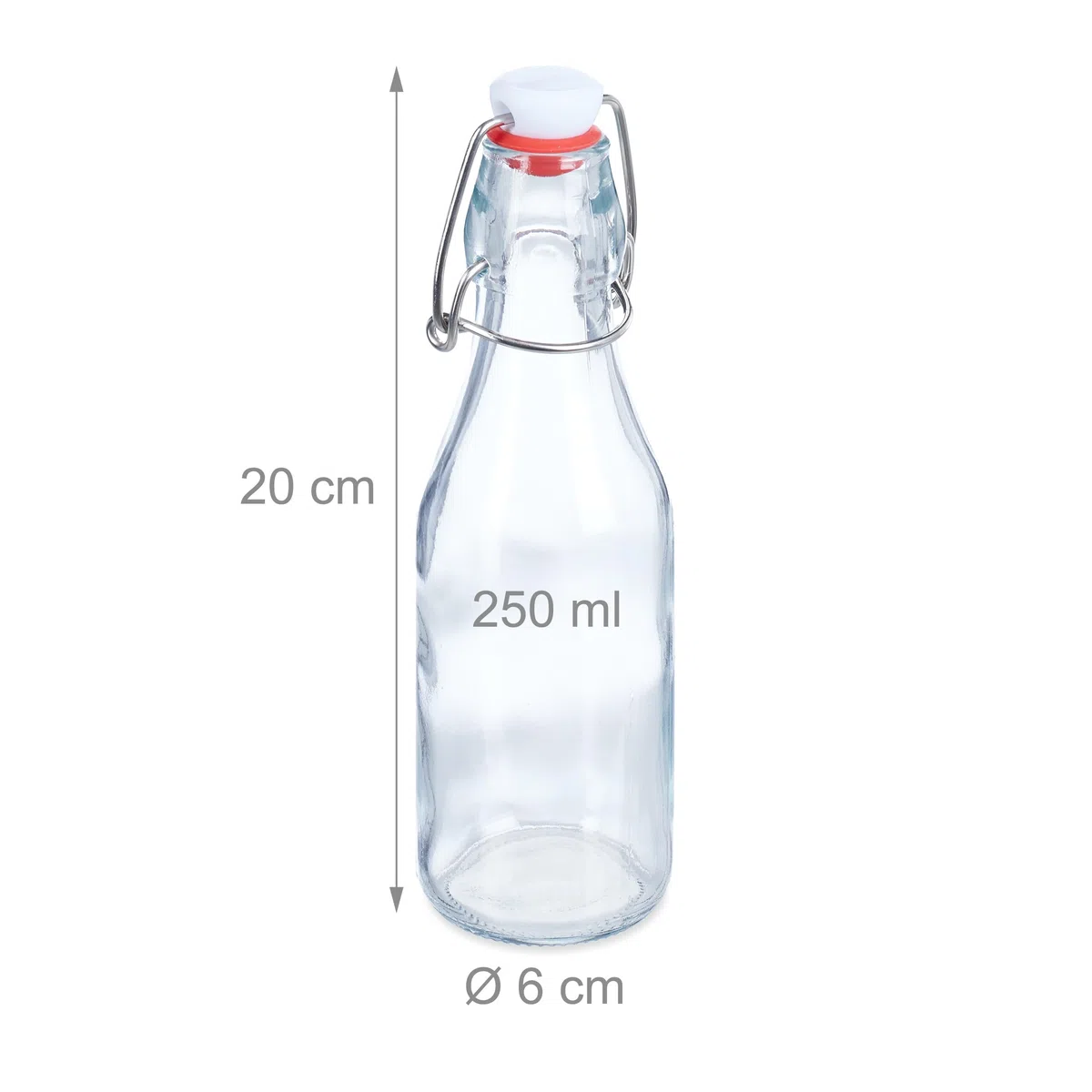 Relaxdays Bouteille en Verre, Lot de 24, capacité de chacune : 250 ML, à remplir, Bouchon mécanique, Transparente