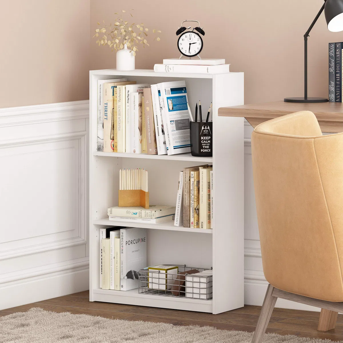 Furinno Bibliothèques, Bois, Blanc, Taille Unique, dense, One Size, 3 niveaux