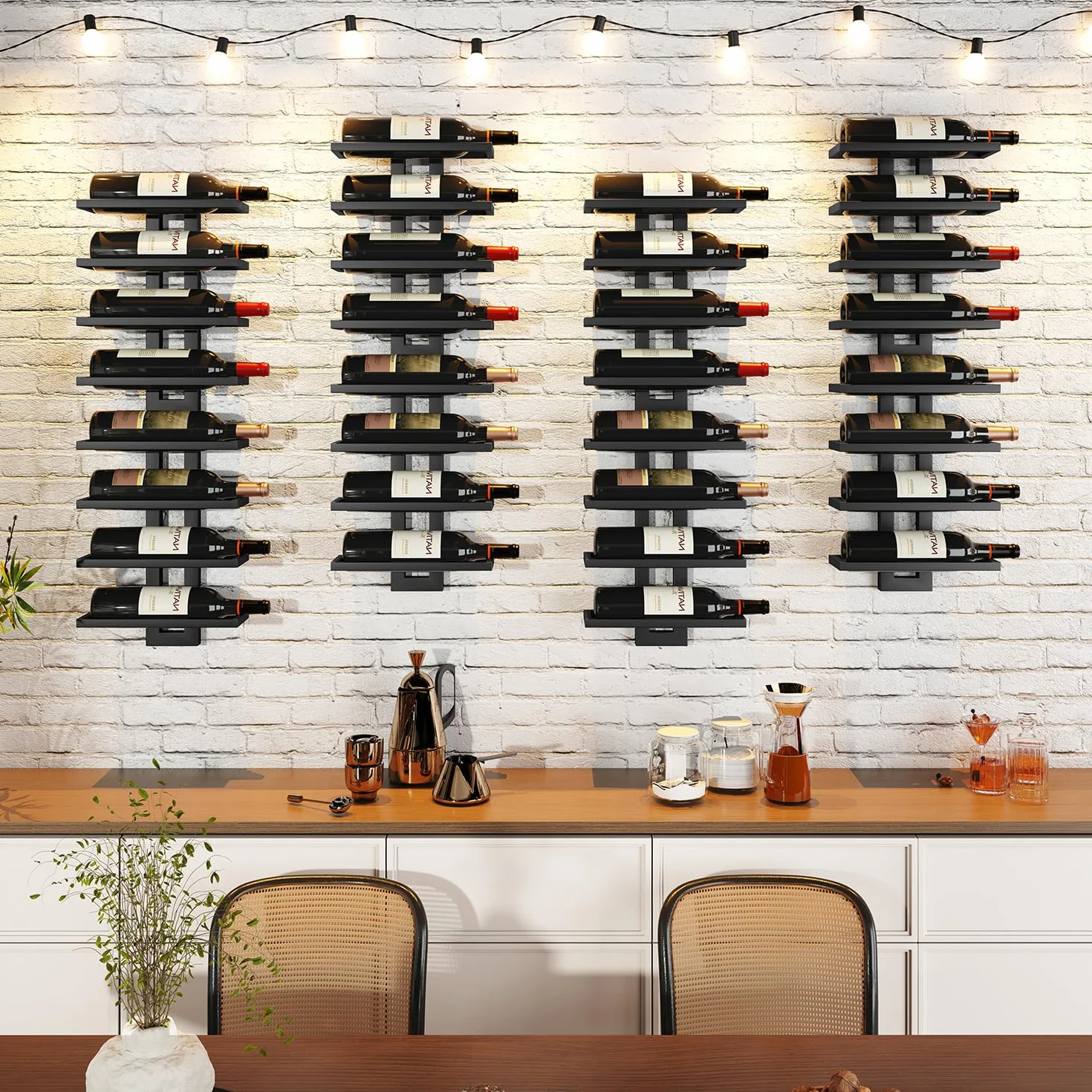 IBUYKE Casier à vin Mural pour 12 Bouteilles, Casiers à Bouteille Métal pour Bouteilles de Vin, Spiritueux, Champagne, DIY Porte Bouteille Mural pour Salle à Manger, Bar à Domicile,Noir TMJ909B