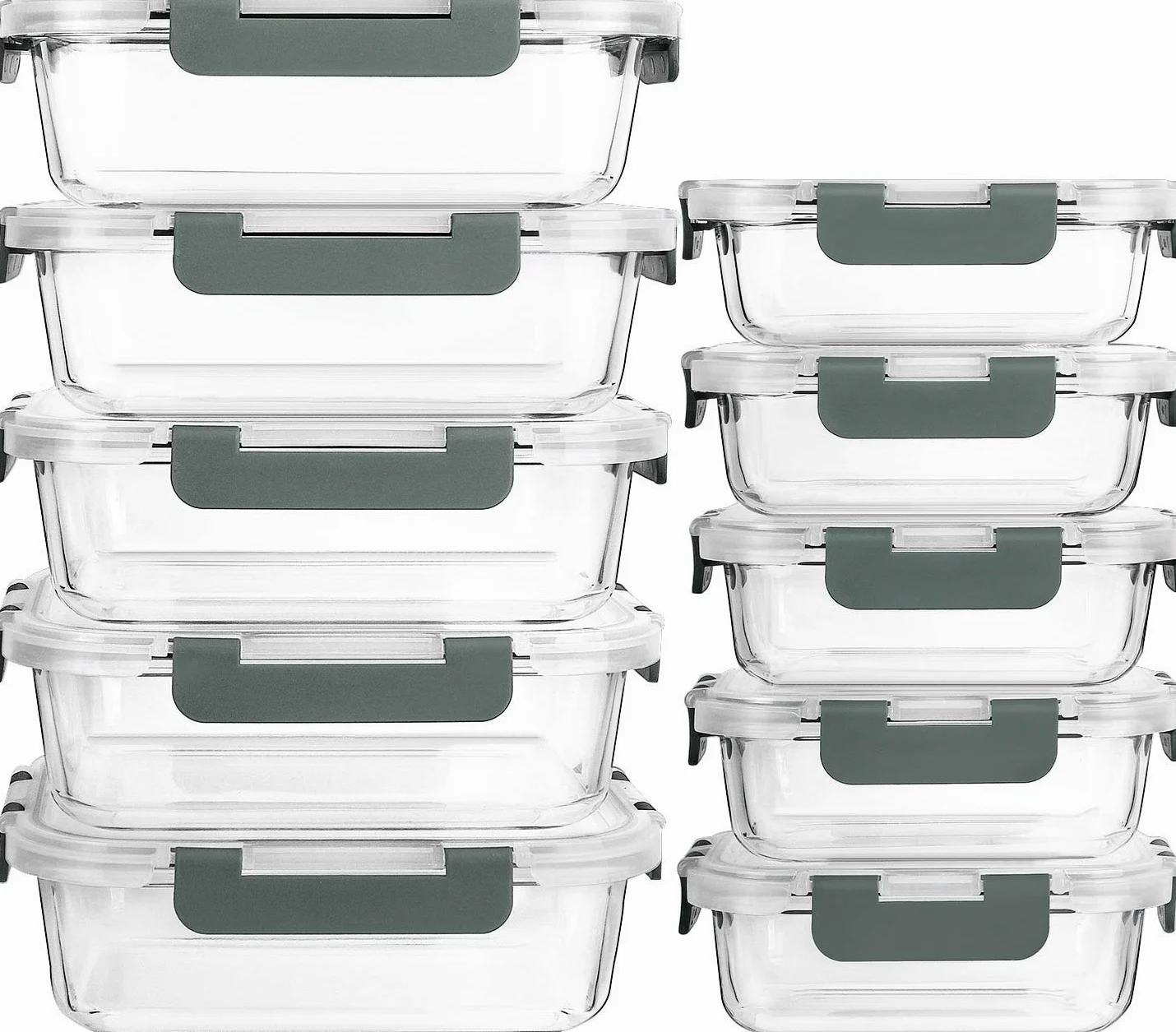 MCIRCO Lot de 10 boîtes de conservation en verre avec couvercles à verrouillage à vie hermétiques pour micro-ondes, four, congélateur et lave-vaisselle