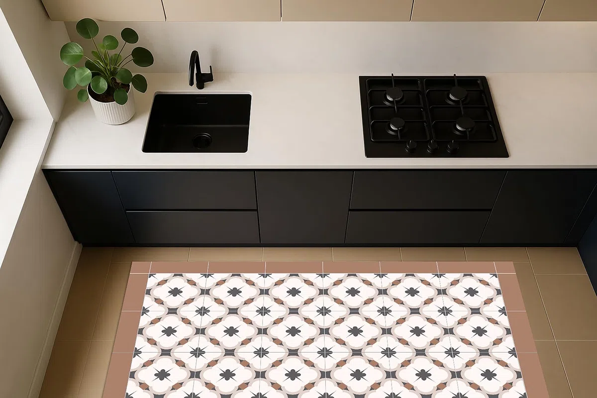 DobleUve Estudio Tapis Vinyle Loft | Marron | 65x140 | Tapis Cuisine PVC | Tapis de Salle à Manger Imperméable | Tapis Salon | Tapis Antidérapant Antifongique en PVC pour Enfants
