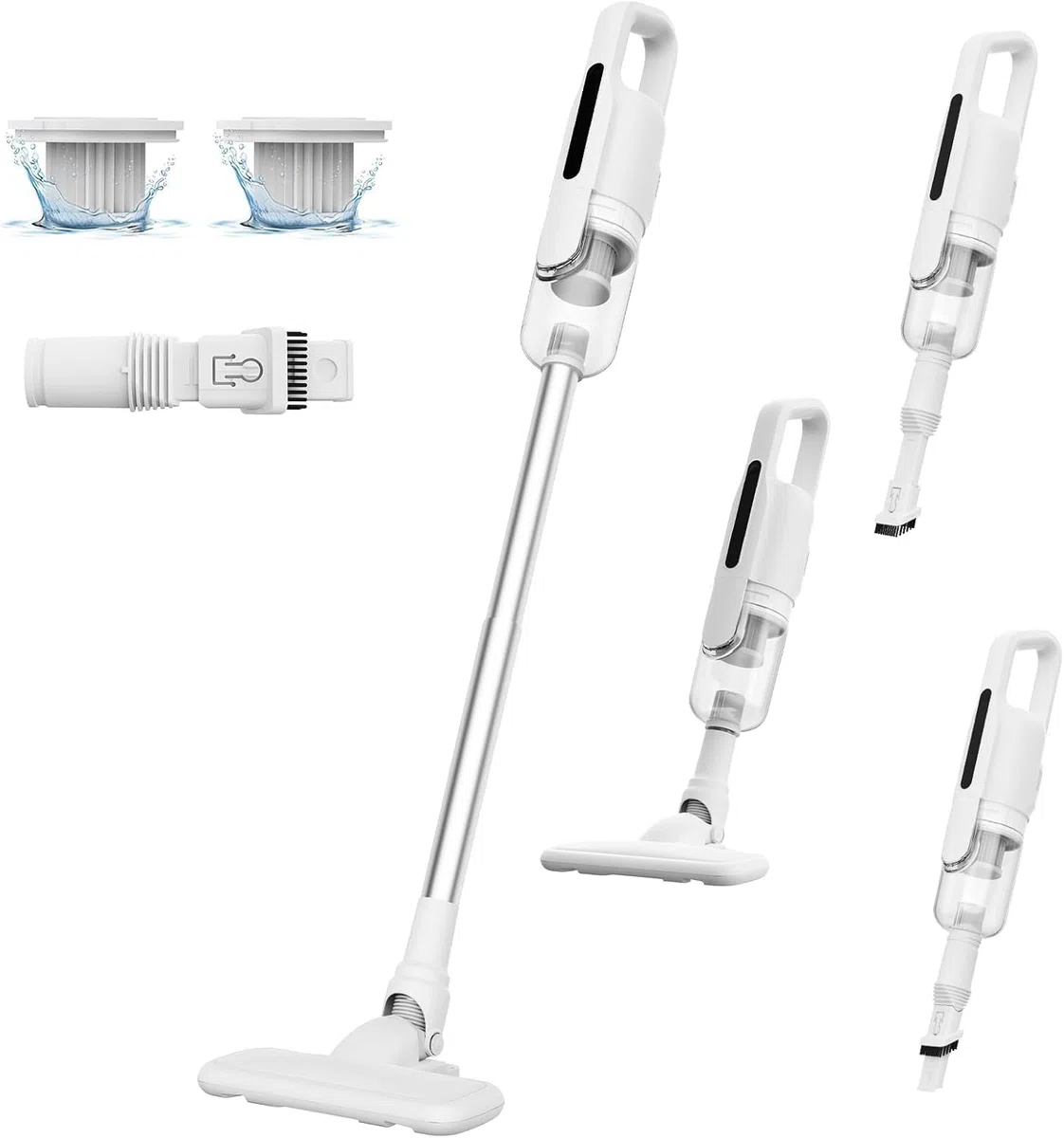 Suirviz U5PRO Aspirateur Balai sans Fil, 28Kpa et 35 Min, 3 en 1 Aspirateur sans Fil avec Système Centrifuge Cyclonique, pour Les Poils d’Animaux, Adapté Aux Sols, Canapé et Voiture (Blanc)