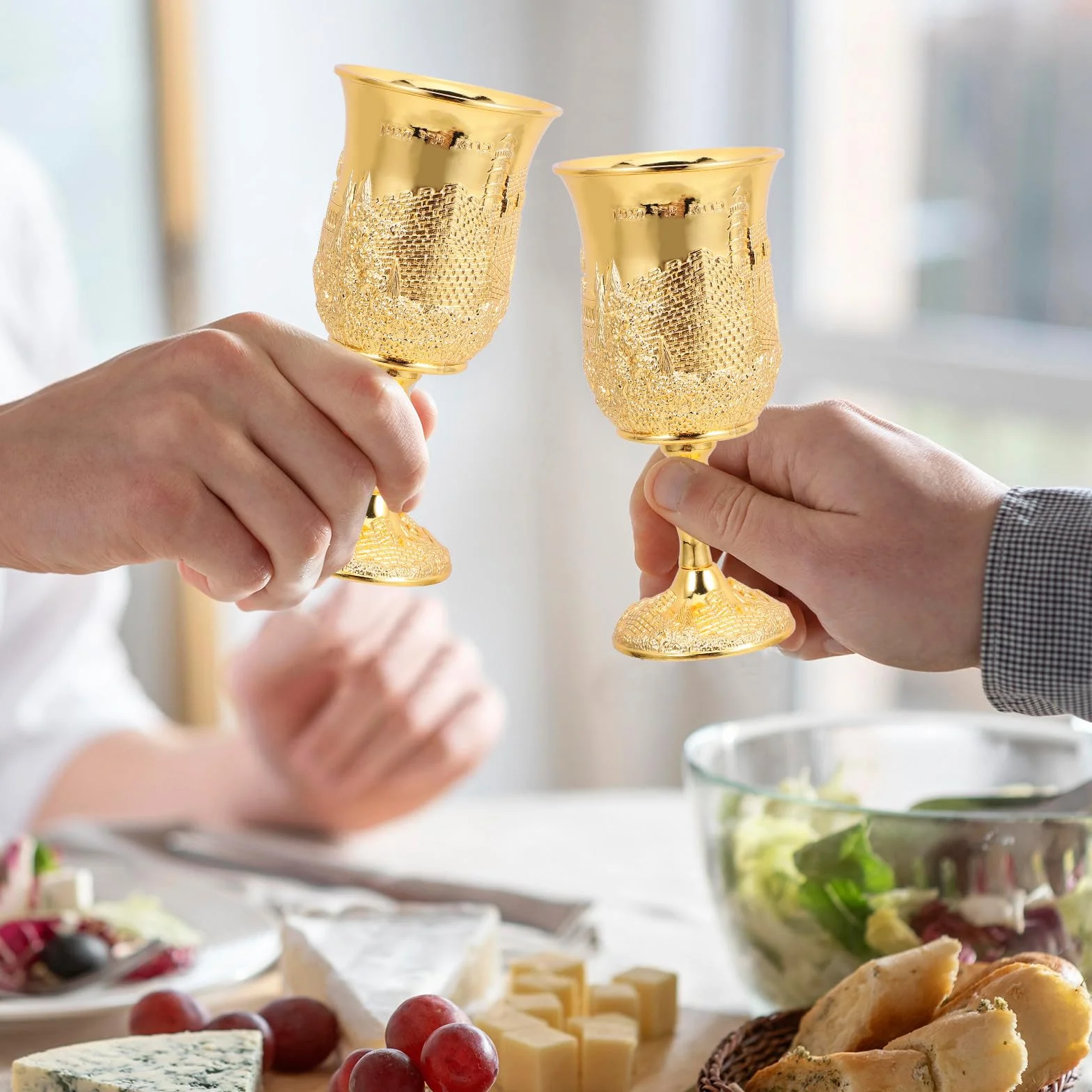 Set de 1 Coupe à Vin Kiddush en Alliage de Zinc Or, Réutilisable et Résistant, Fêtes Juives Boon Snug