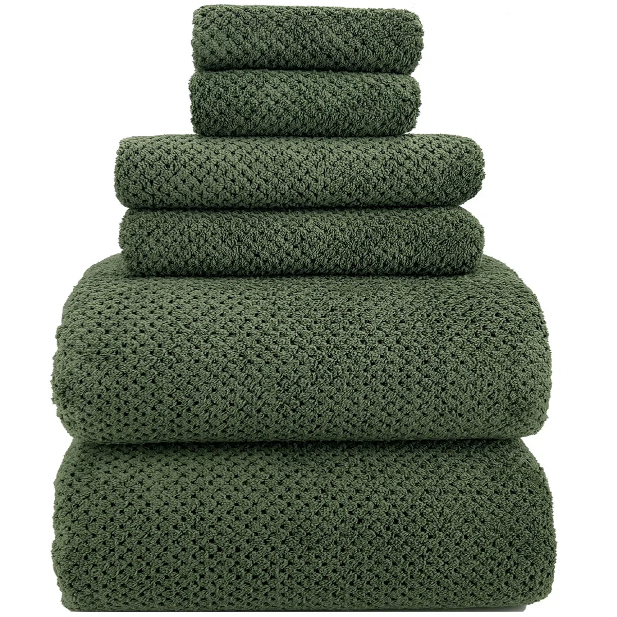 ANYBOY Serviette de Bain 80% Polyester Green, Bath Towel Set 6-Piece,Drap de Bain 200x100