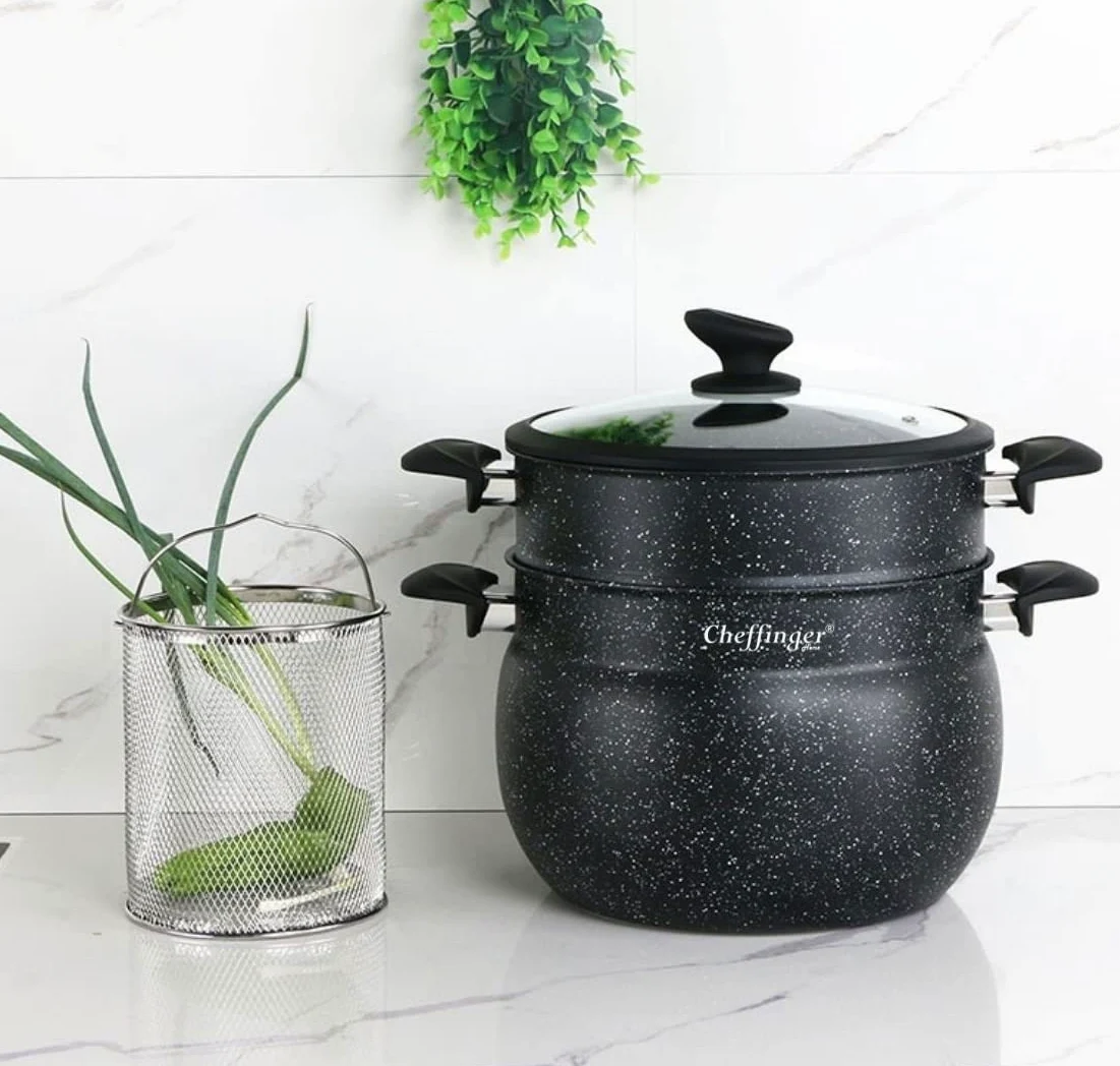 Cheffinger Pot à couscous Cheffinger - 26cm - 12L - Noir