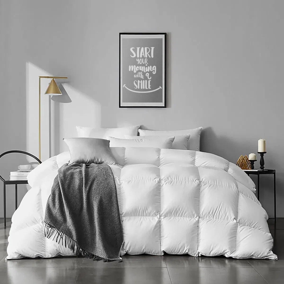 APSMILE Couette en Duvet et Plume Naturelle 4 Saisons Tempéré pour 2 Personne Couverture Chaude Légère 240 x 260 cm Confortable