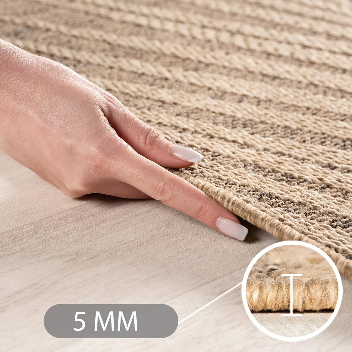 SIMPEX Tapis Extérieur Rond 160 cm Résistant aux Intempéries Facile d'entretien Aspect Jute Naturel Design Palmiers pour Terrasse Jardin Salon Salle à Manger