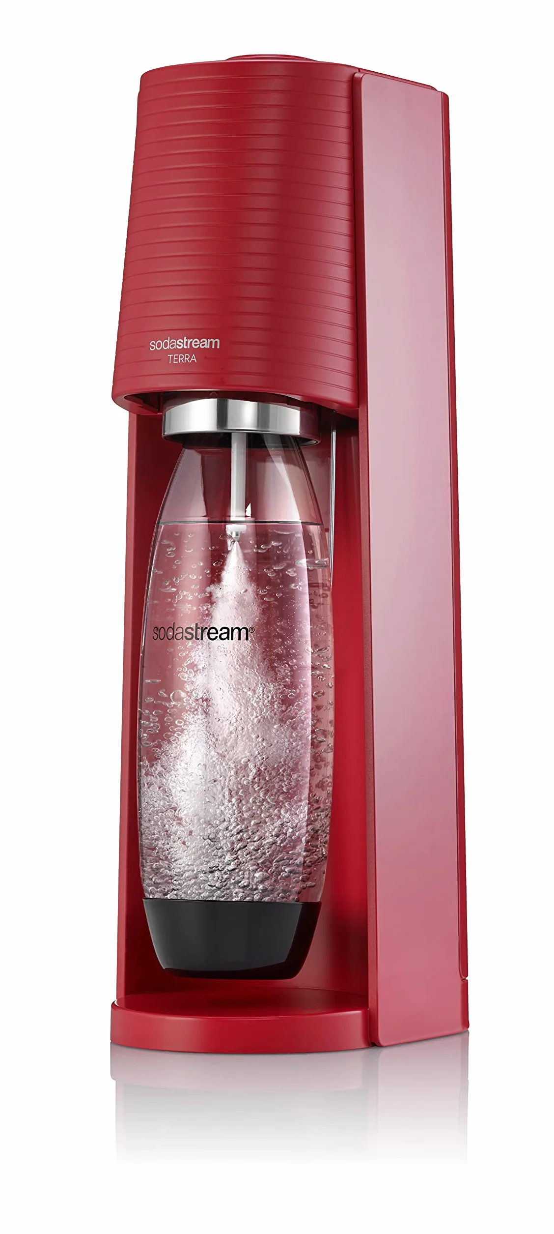 SodaStream TERRA Machine à Eau Pétillante Best-Seller | Pack 1 Bouteille 1L + 1 Recharge de Gaz 60L à Clipser | Rouge