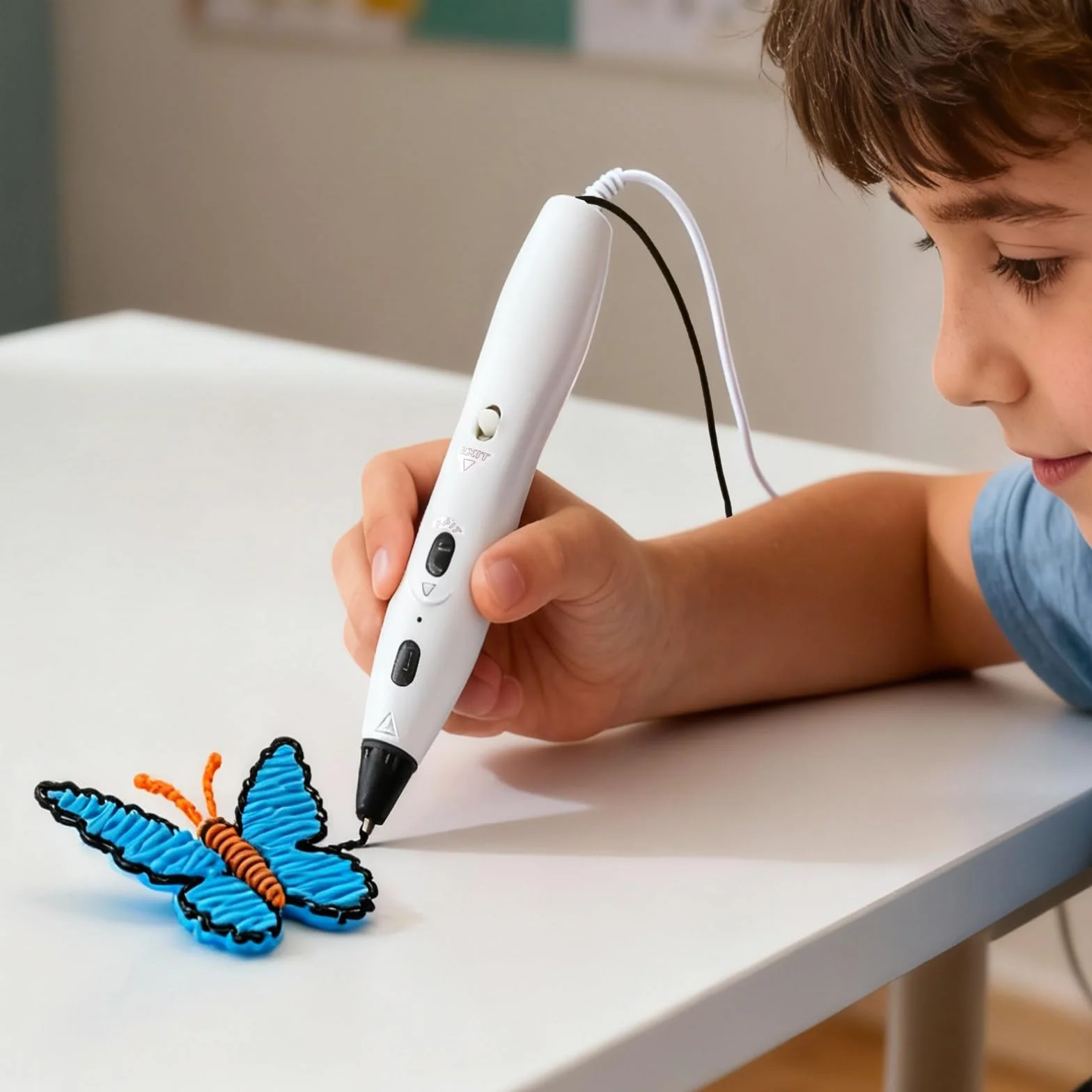 RPC200B Kit de stylos 3D pour enfants,y compris 12 couleurs de filament PLA en plastique, compatible avec le filament PLA, convient aux enfants et aux adultes. (Blanc)
