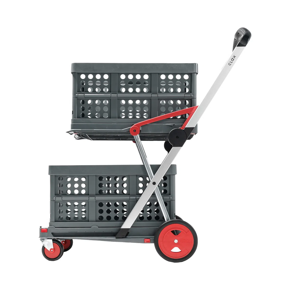 CLAX® Chariot de Transport Pliable | Chariot de Transport | Chariot de Courses | avec 2 boîtes Pliantes | Rouge