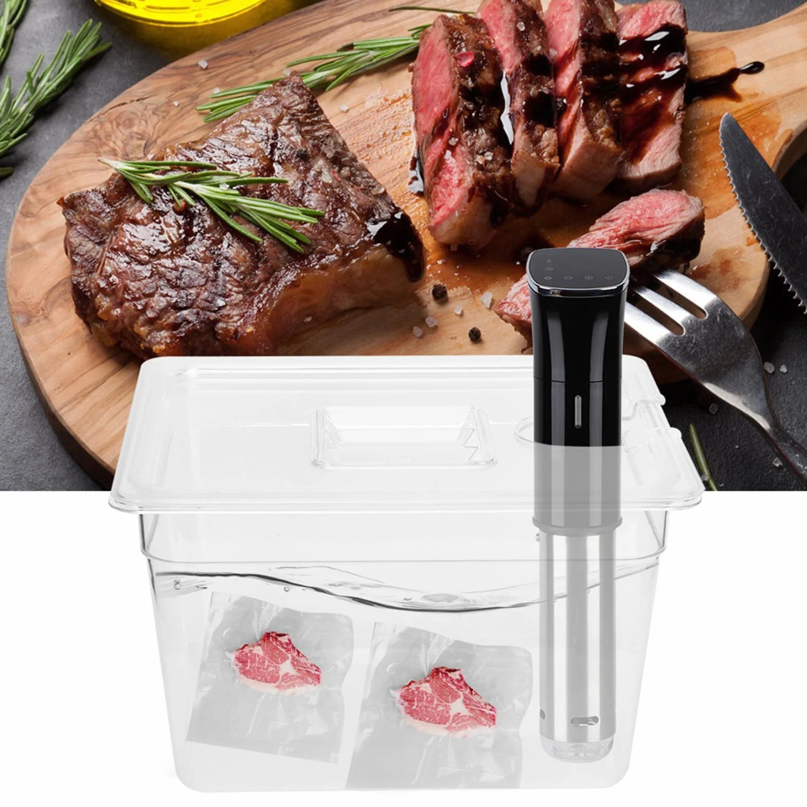 Récipient Sous Vide de 11 L avec Couvercle pour Thermoplongeur – Accessoire de Bain-marie pour la Cuisson à Basse Température